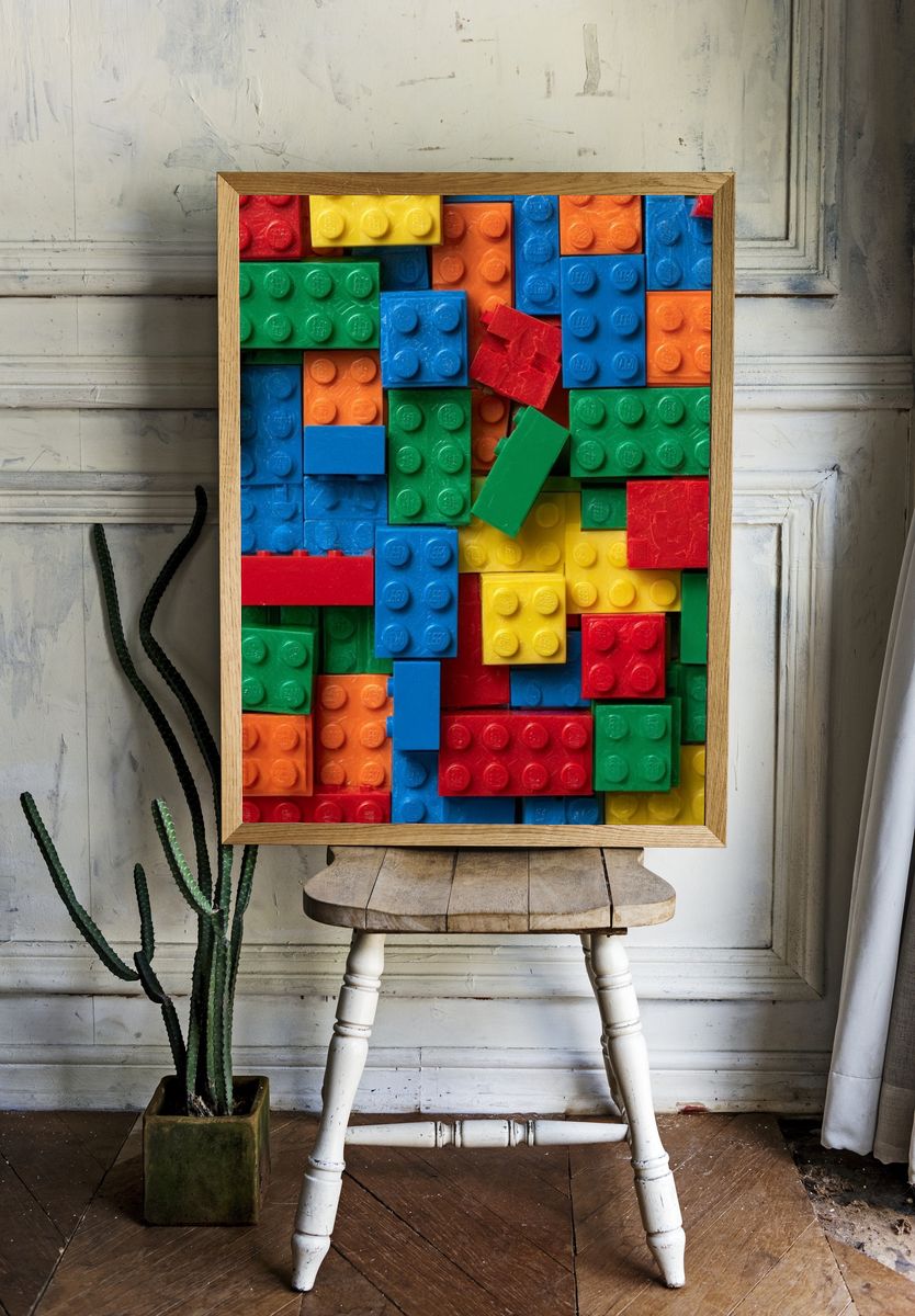Colorful LEGO Bricks Abstract Poster. — room view 1