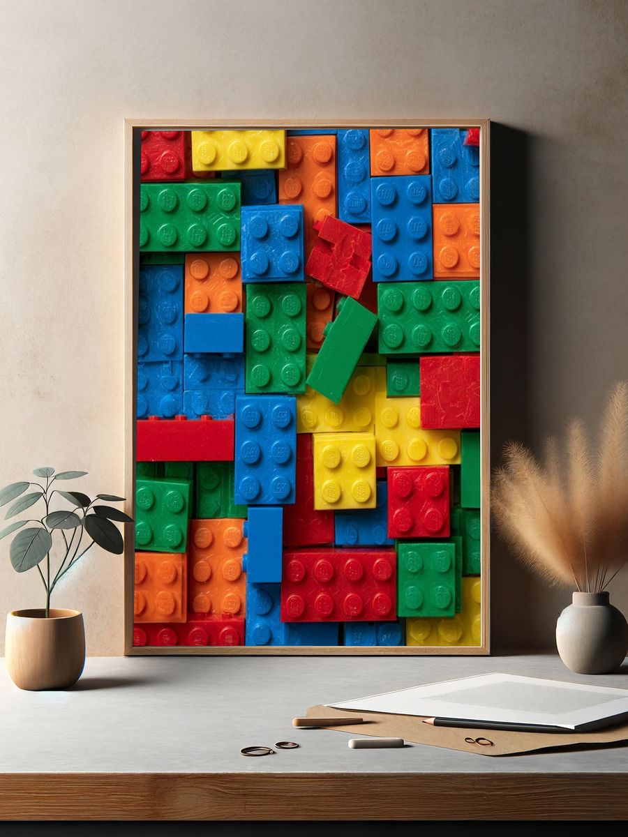 Colorful LEGO Bricks Abstract Poster. — room view 2