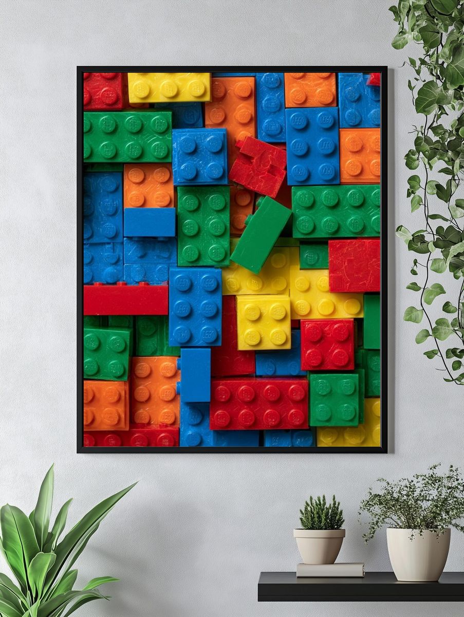 Colorful LEGO Bricks Abstract Poster. — room view 4