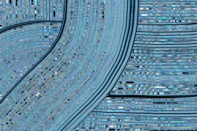Blue Curved Lines Abstract Poster. poster
