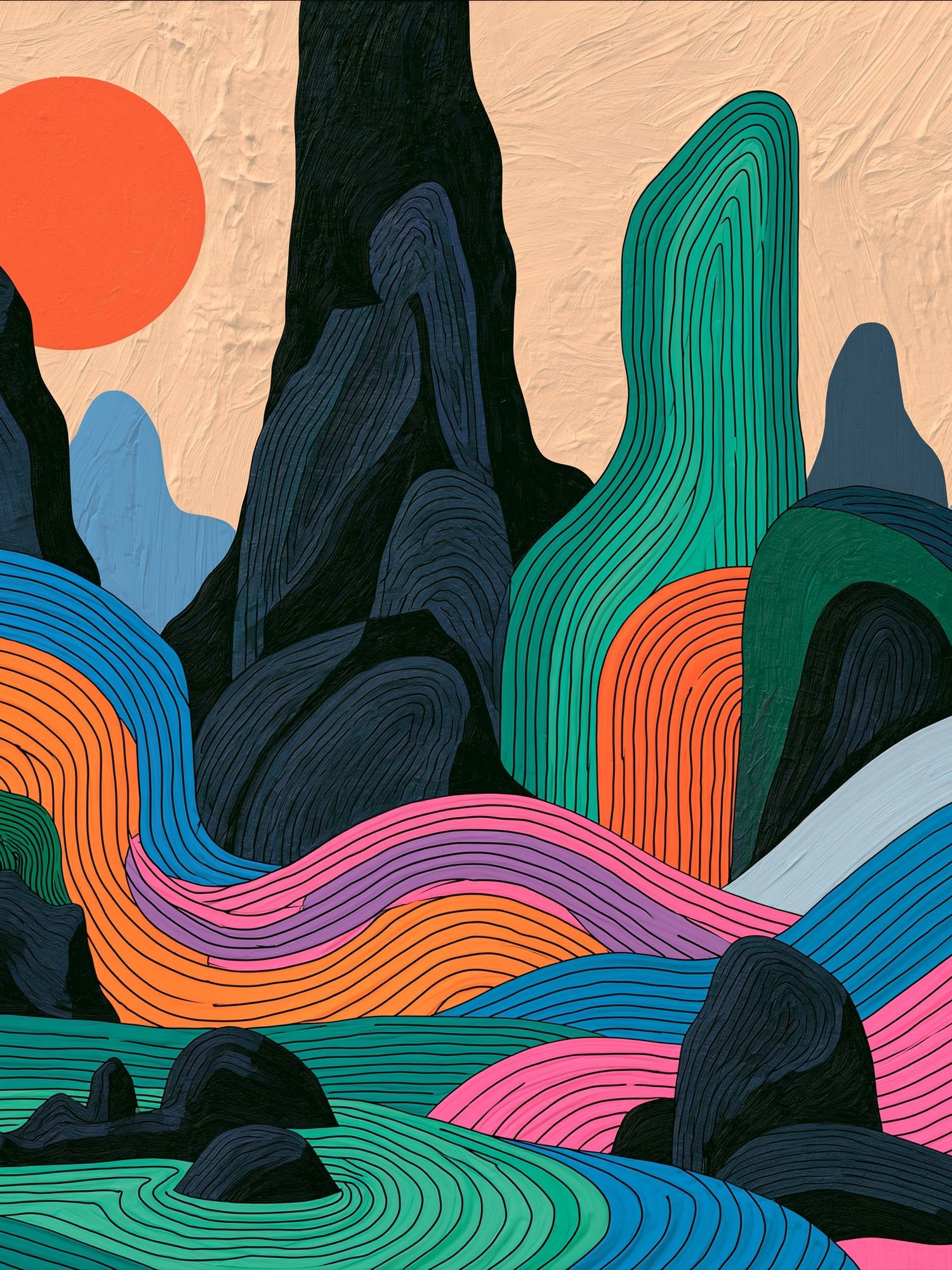 Colorful Abstract Landscape Poster. poster detail