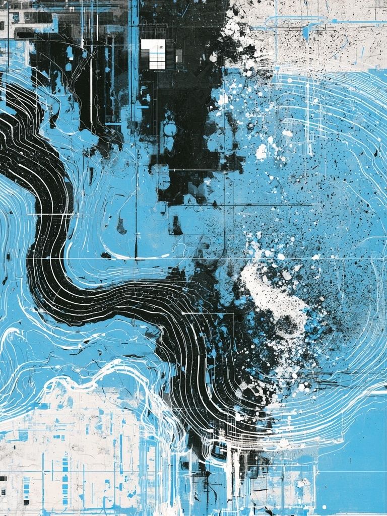 Blue Flow Abstract Poster. poster — abstract art