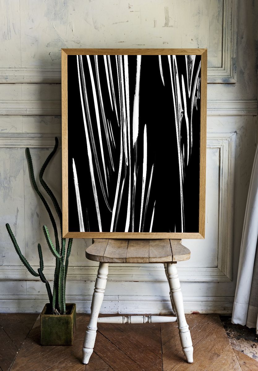 Abstract Black and White Lines Poster. — room view 1