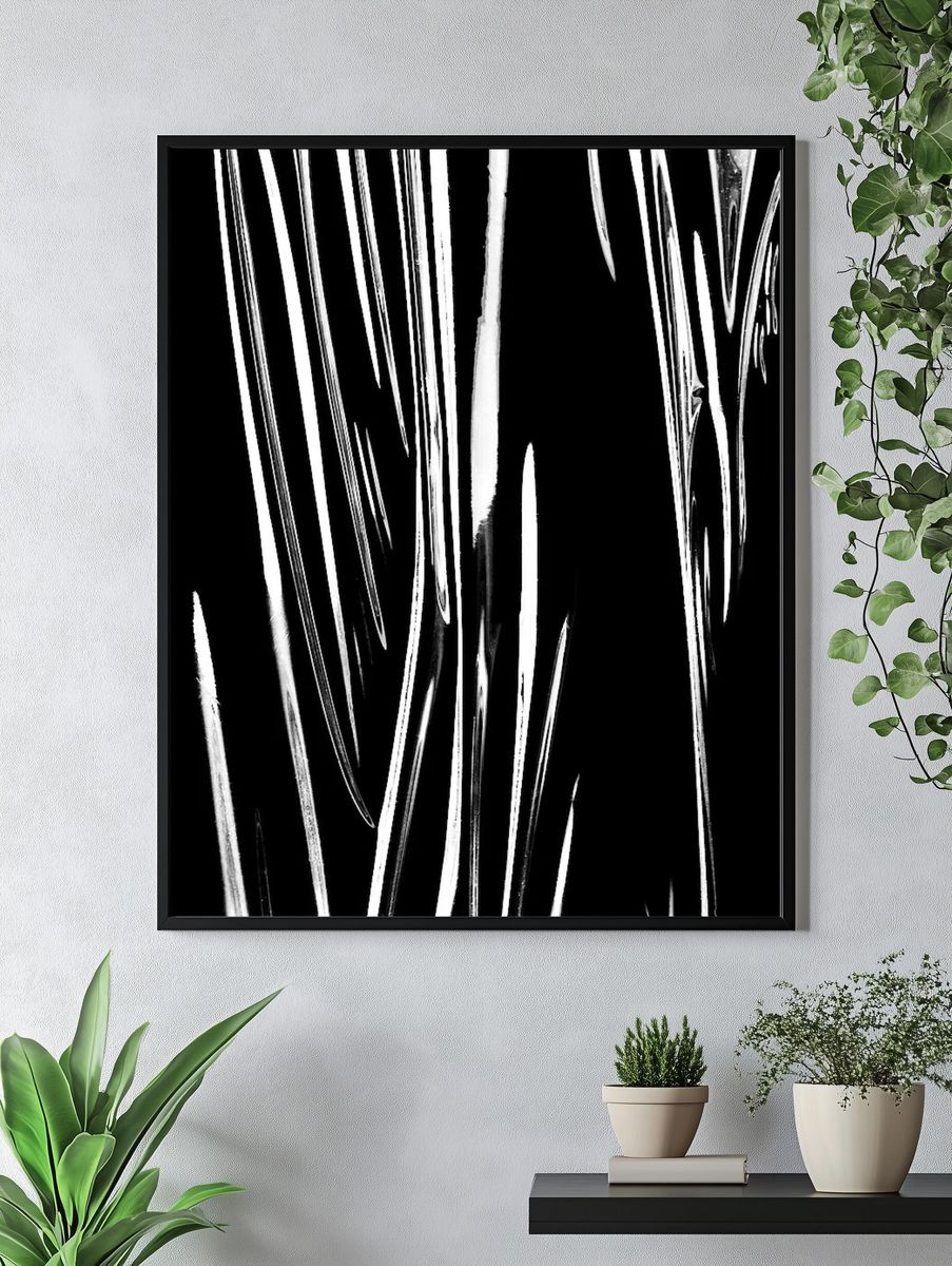 Abstract Black and White Lines Poster. — room view 4