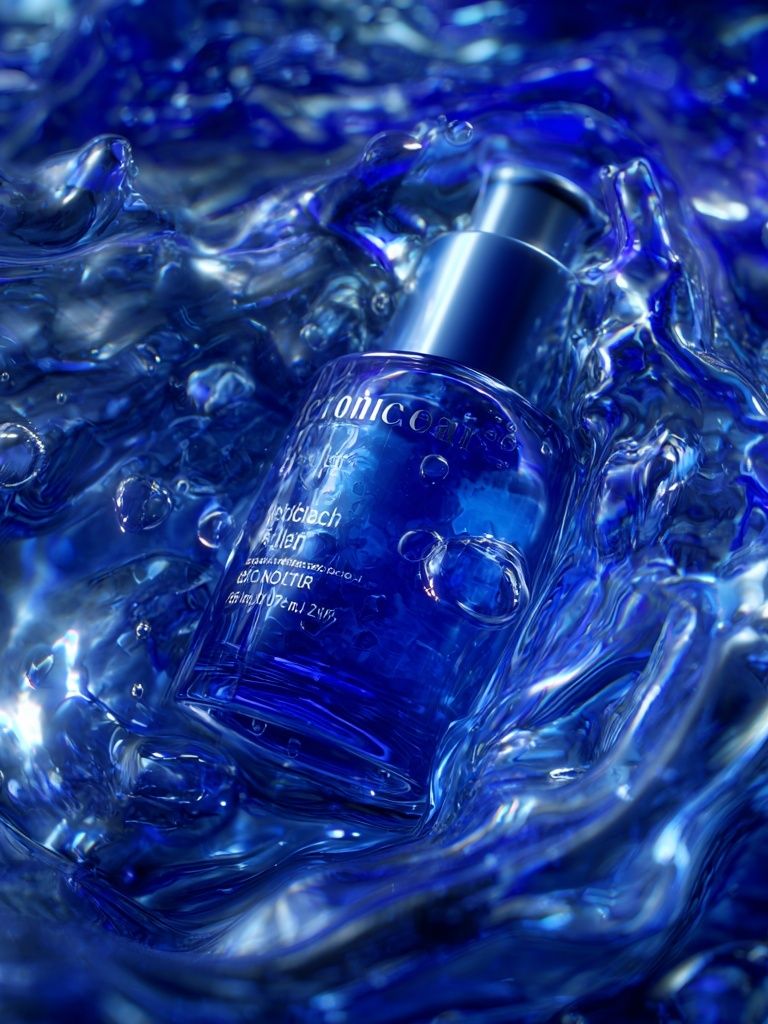 Blue Liquid Bottle Abstract Poster. poster detail