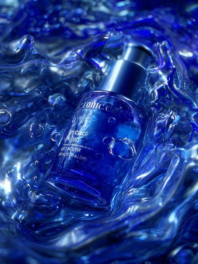 Blue Liquid Bottle Abstract Poster. poster print