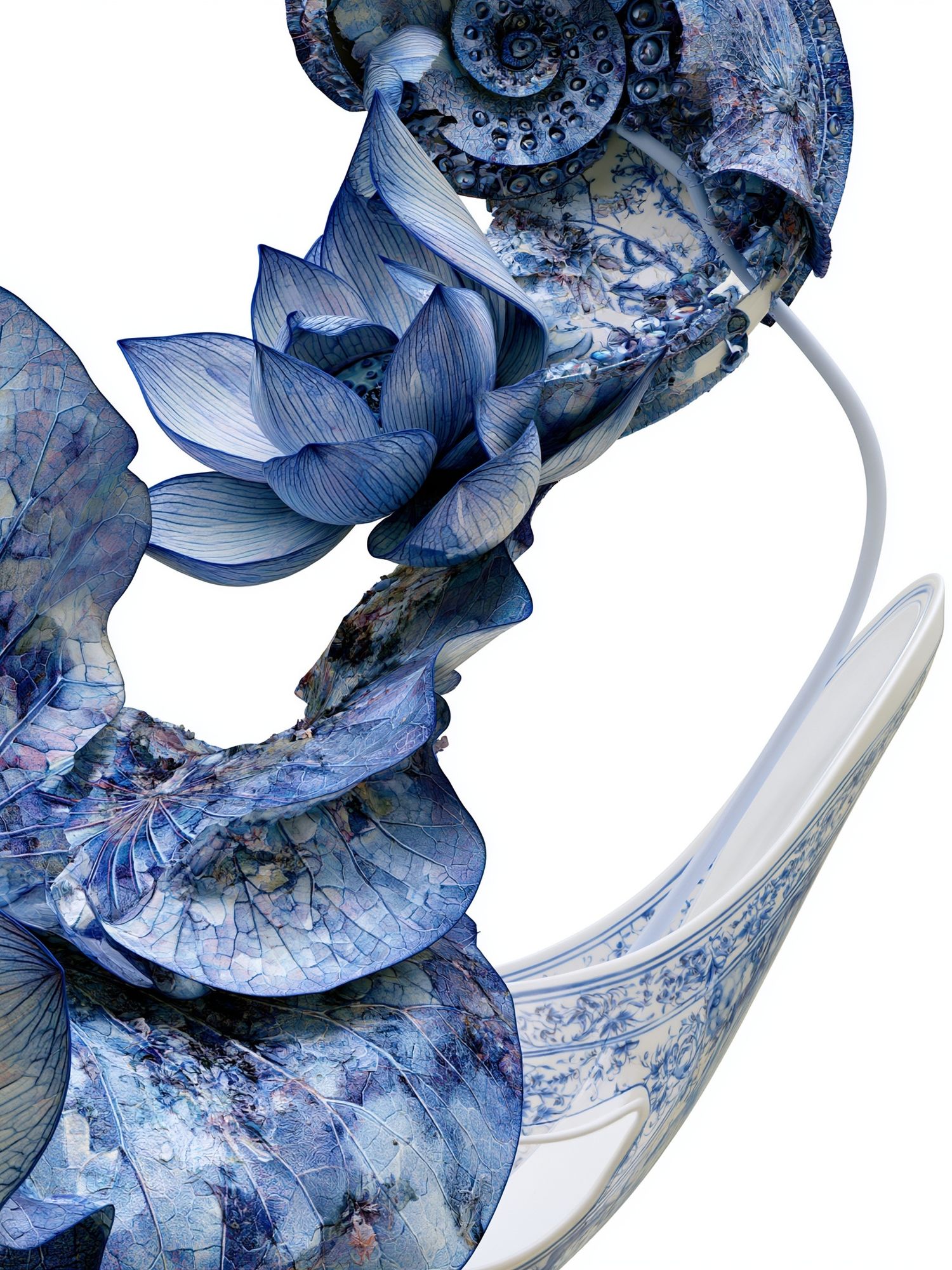 Blue Lotus Porcelain Abstract Poster. poster detail