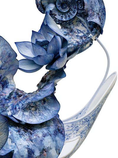 Blue Lotus Porcelain Abstract Poster. poster print