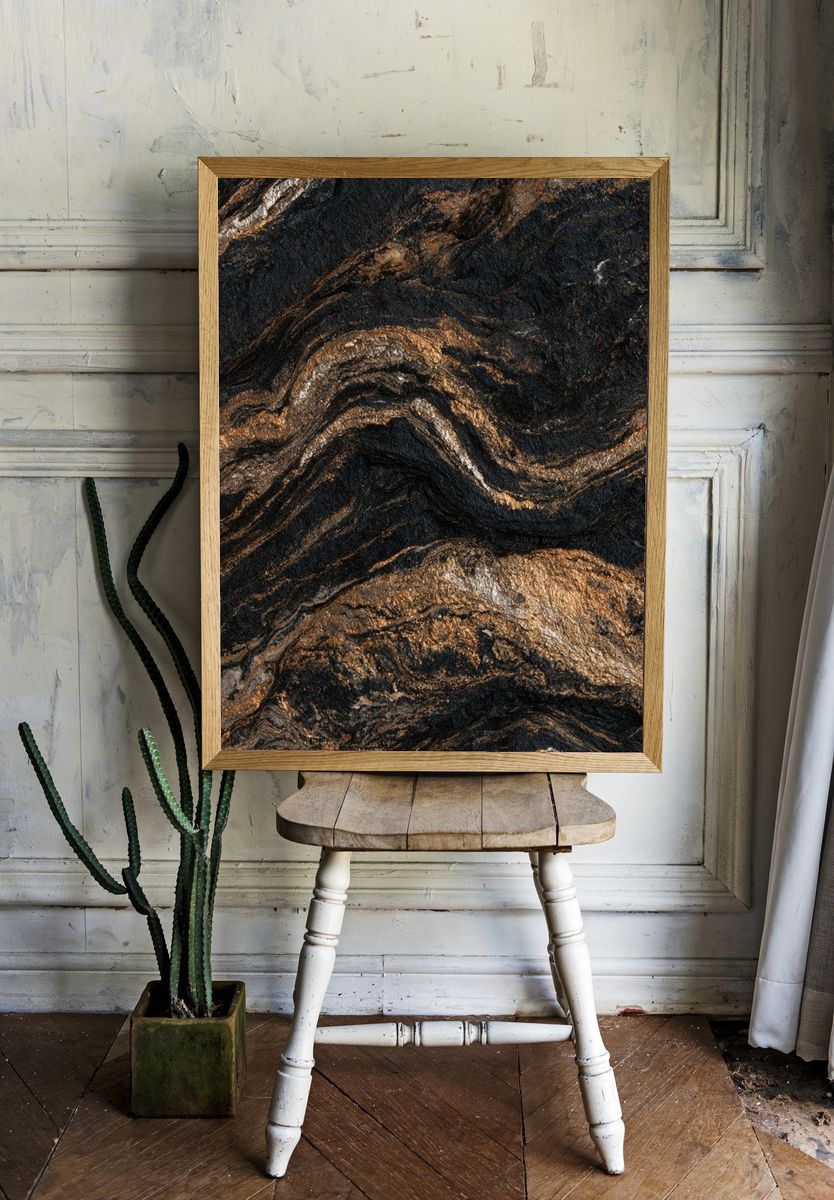 Black and Gold Marble Abstract Poster. — room view 1