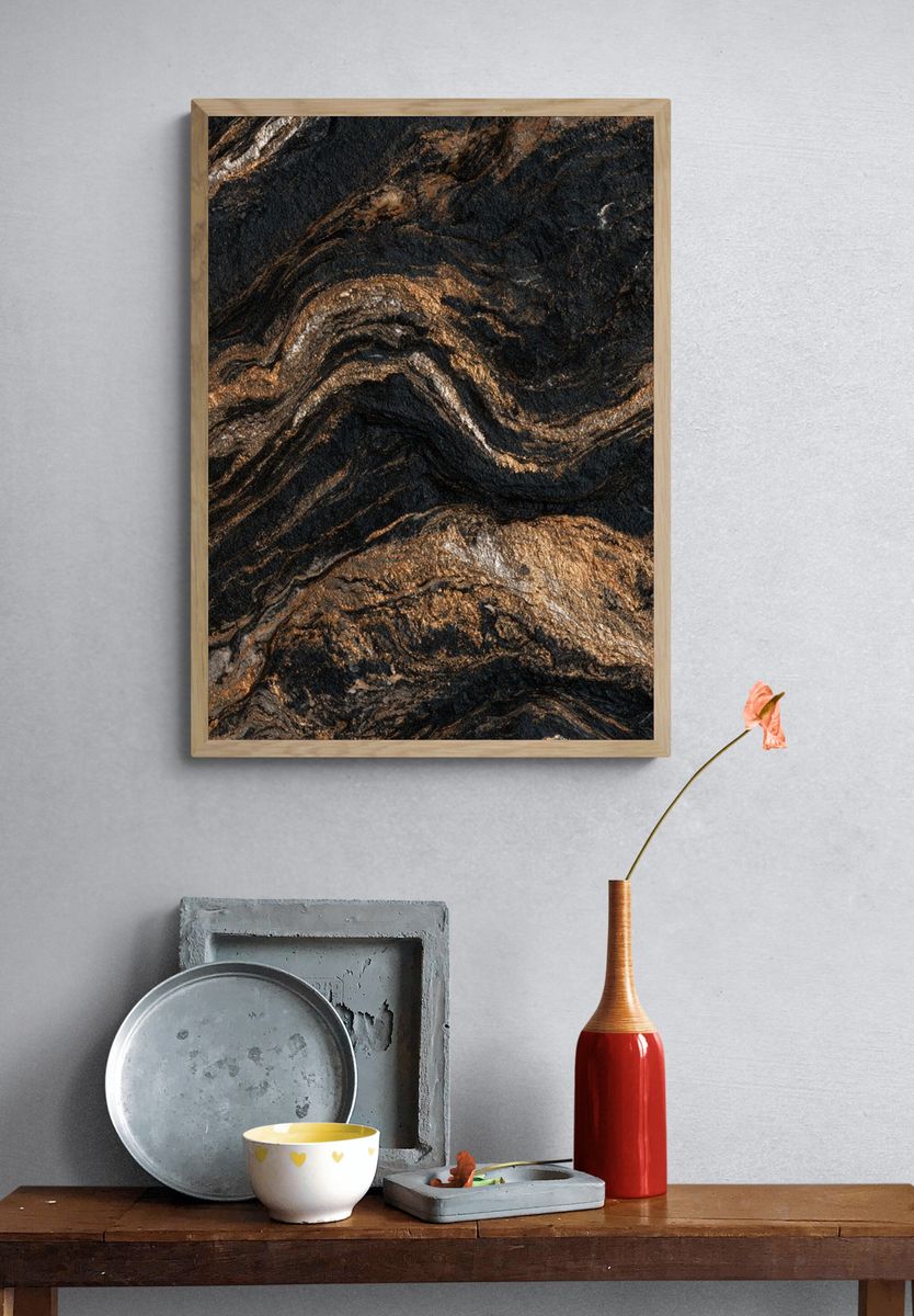 Black and Gold Marble Abstract Poster. — room view 3