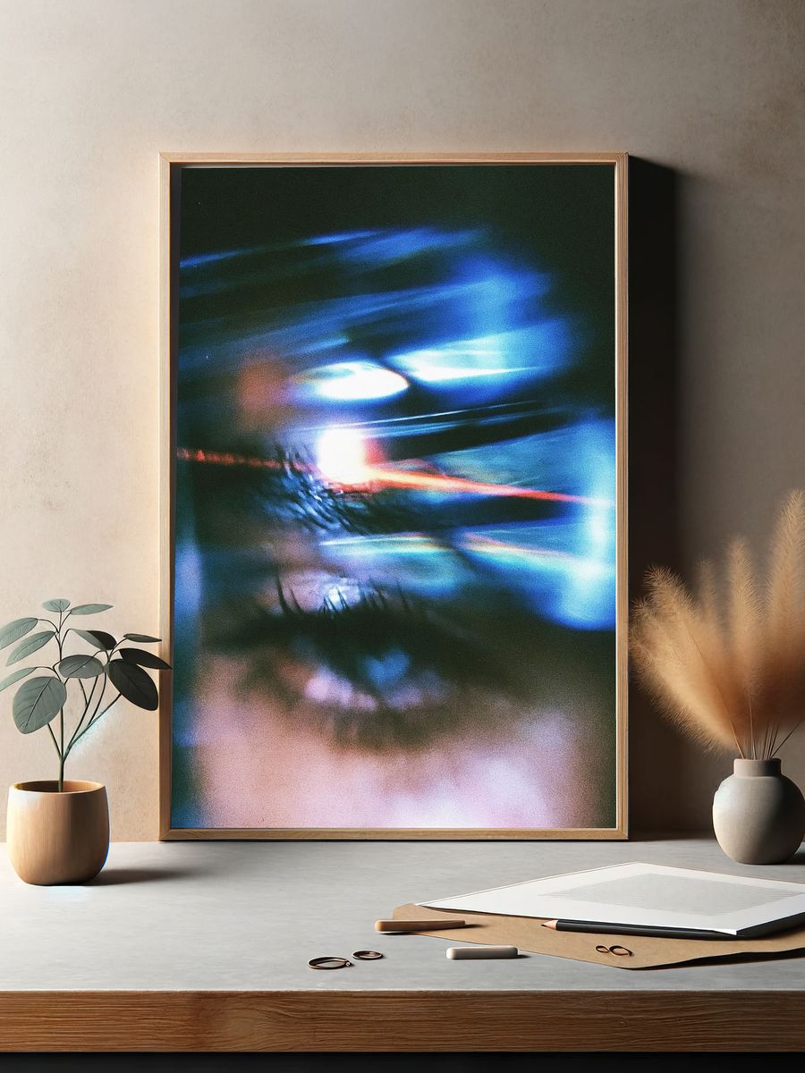 Neon Blur Abstract Poster. — room view 2