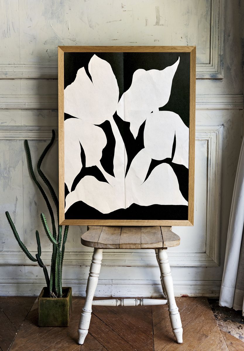 White Paper Cutout Abstract Poster. — room view 1
