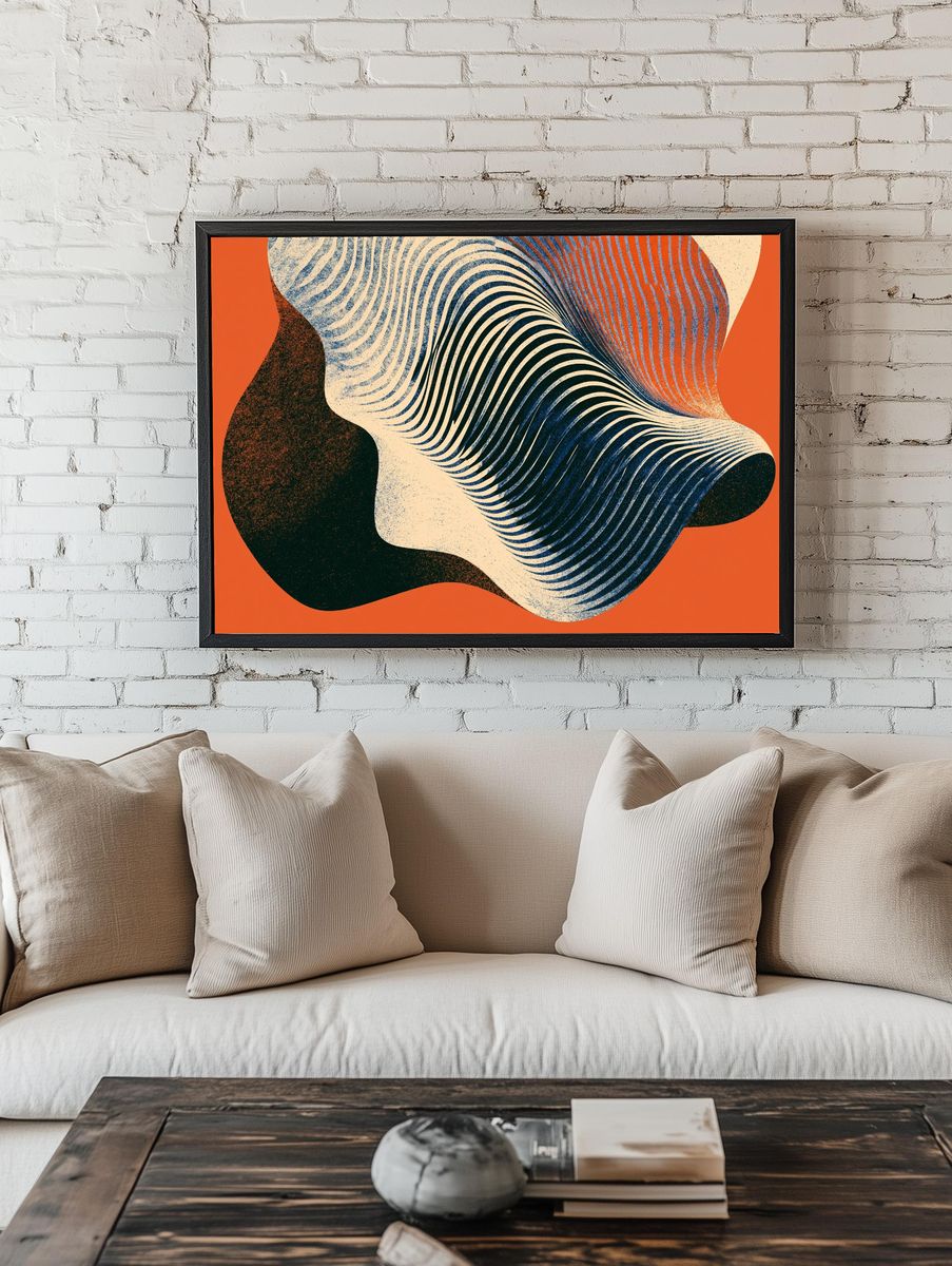 Orange Wave Abstract Poster. room preview