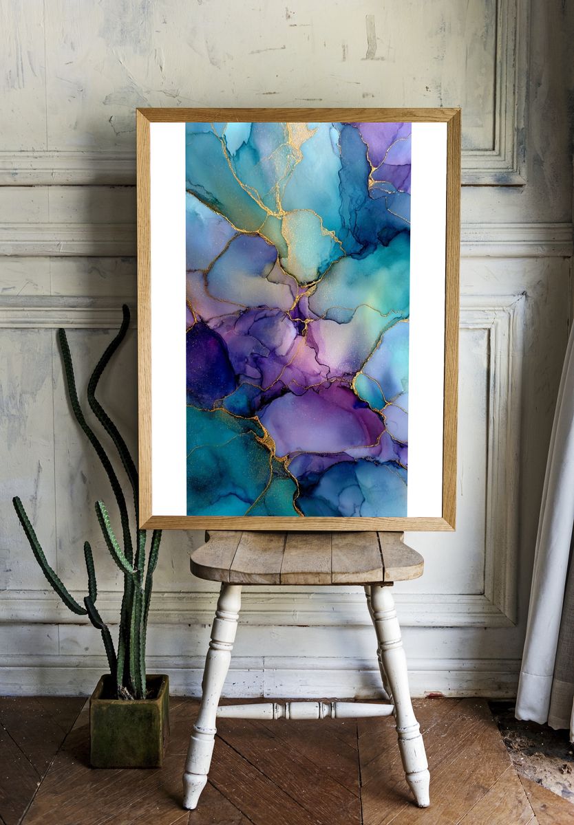 Azure Violet Marble Abstract Poster. — room view 1