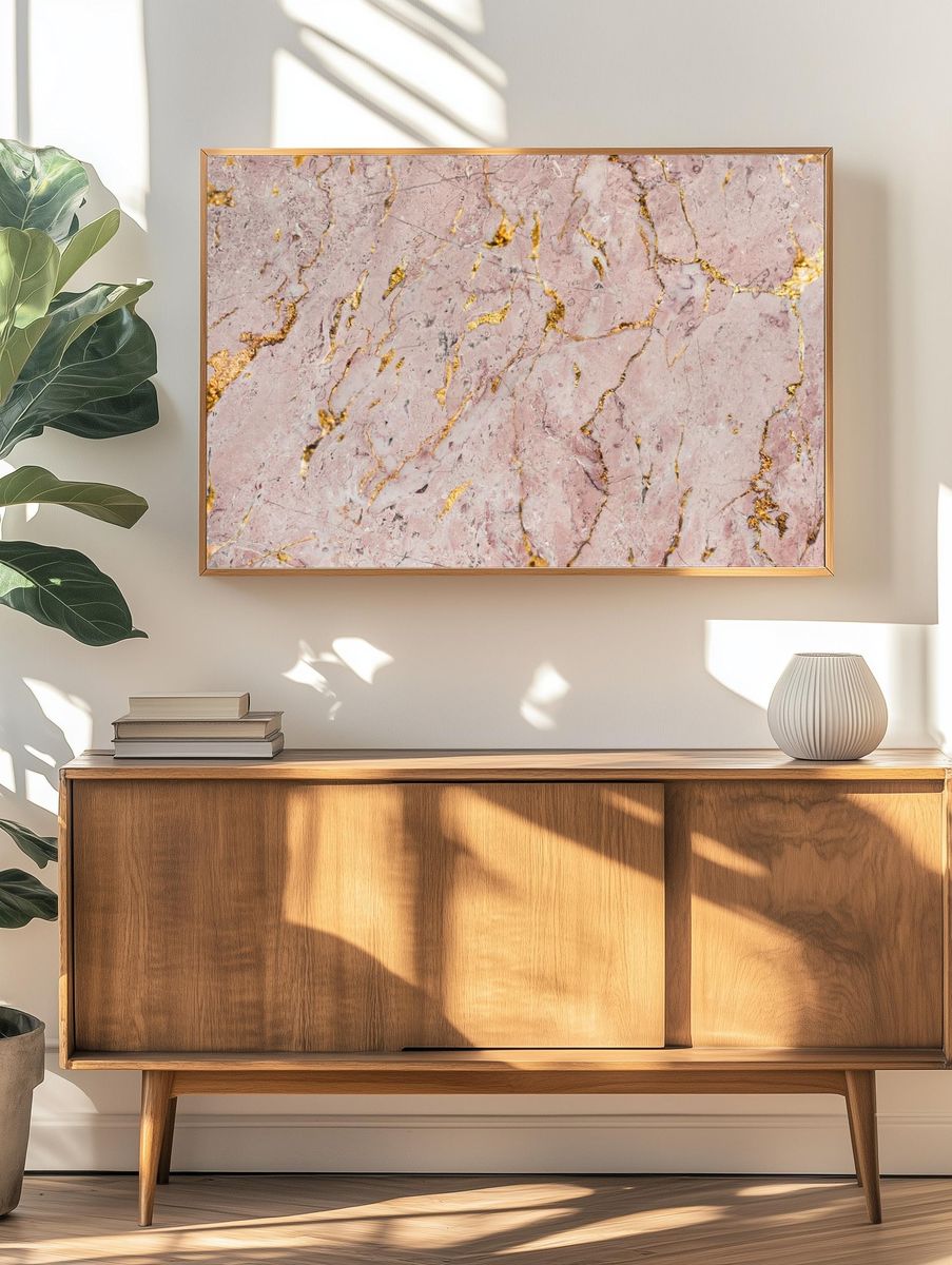 Pink marble rock textured background. — room view 3