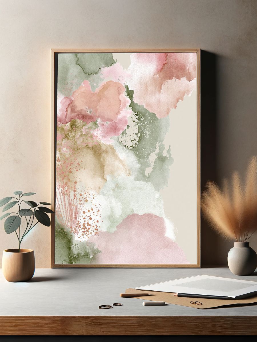 Pastel Watercolor Bloom Print. — room view 2