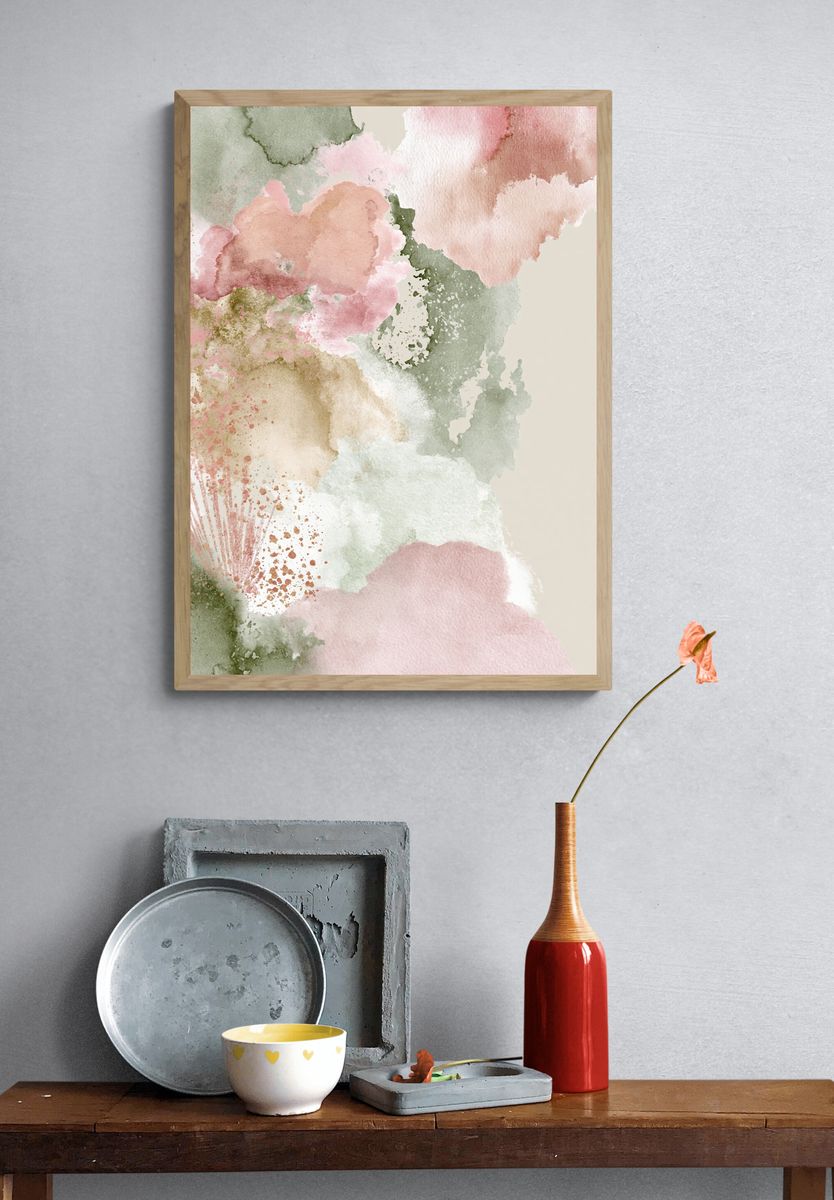 Pastel Watercolor Bloom Print. — room view 3
