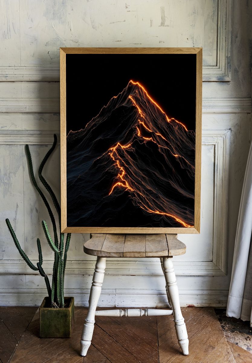 Lava Ridge Abstract Print. room preview