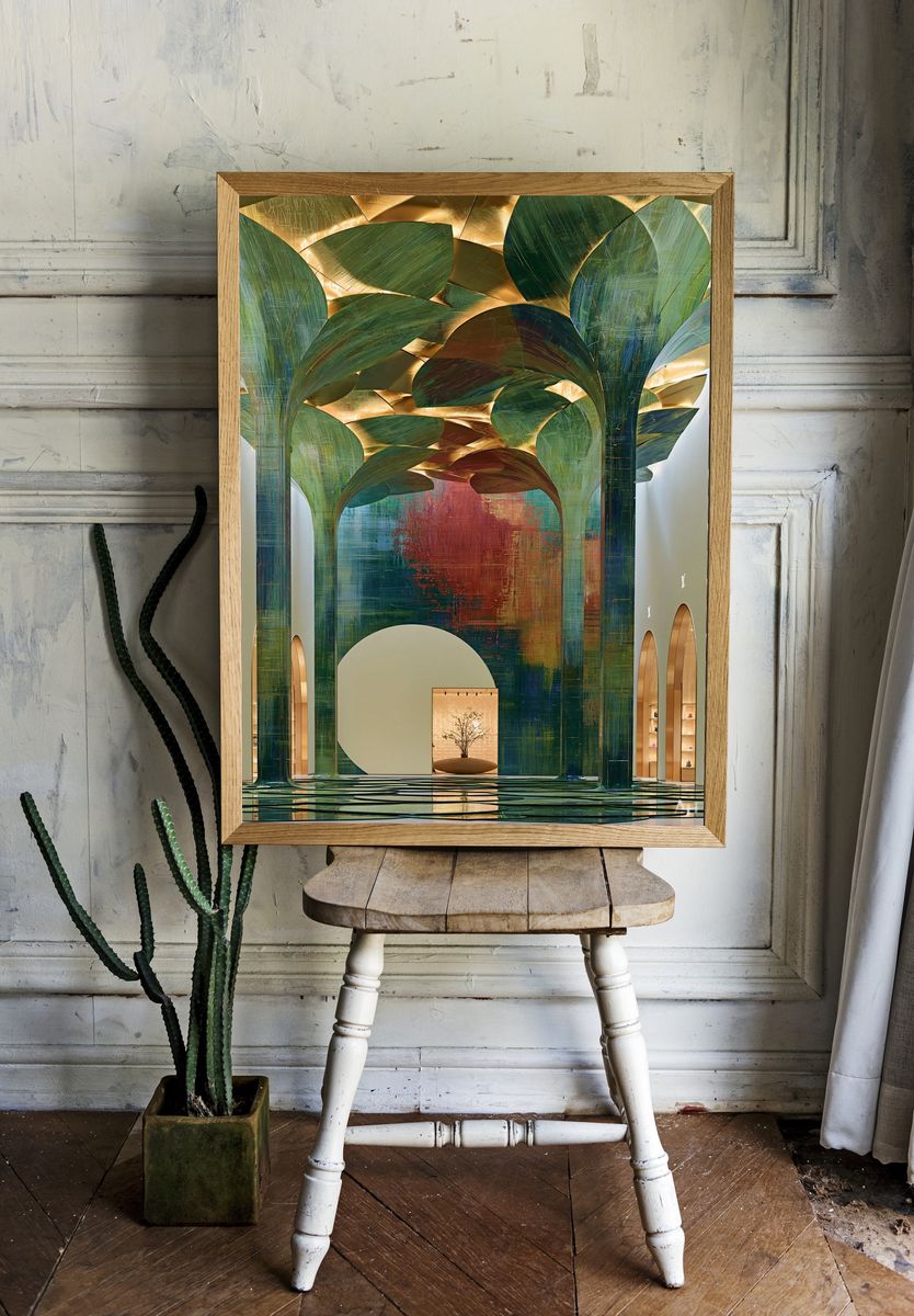 Abstract Botanical Atrium Print. room preview