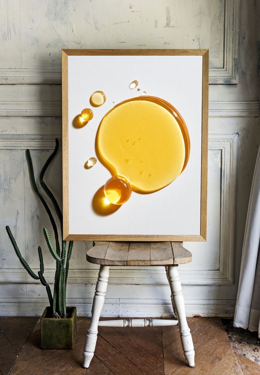 Golden Droplets Abstract Poster. — room view 1