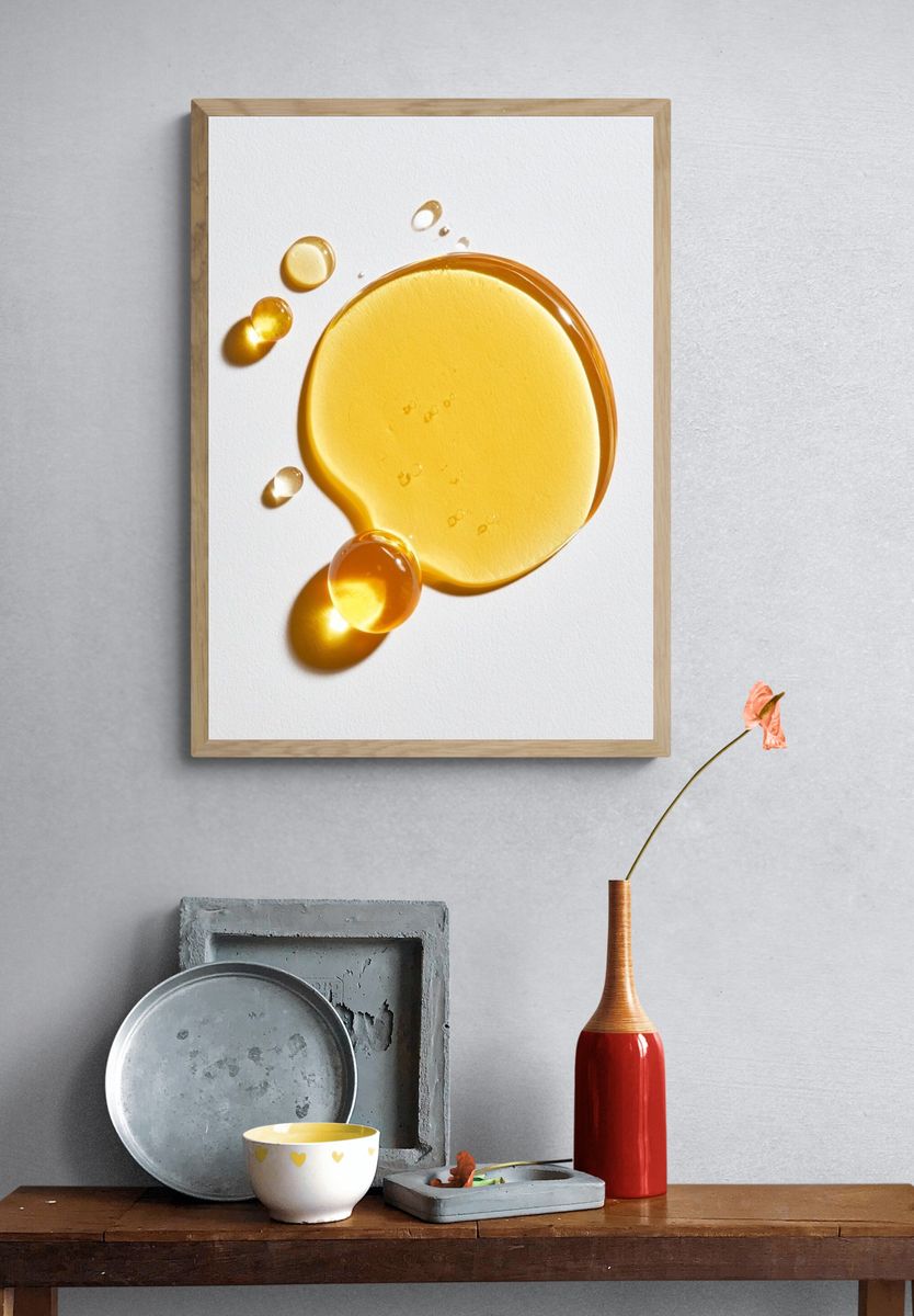 Golden Droplets Abstract Poster. — room view 3