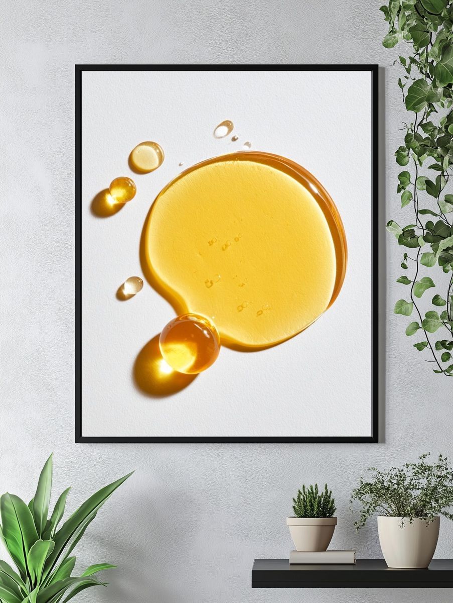 Golden Droplets Abstract Poster. — room view 4