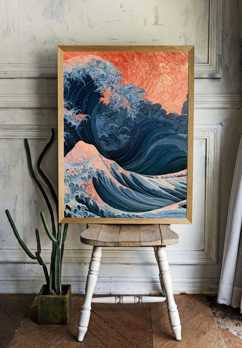 Ocean Wave Abstract Poster. — room view 1