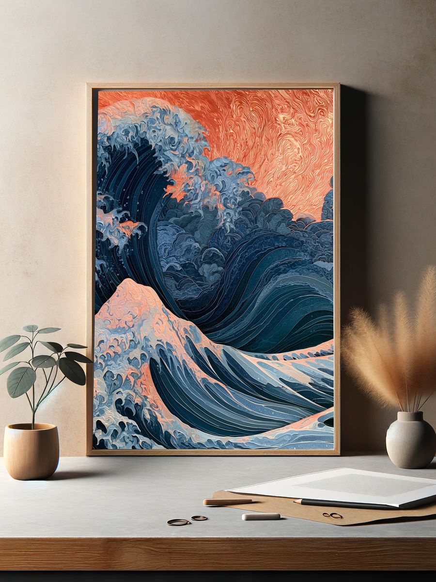 Ocean Wave Abstract Poster. — room view 2