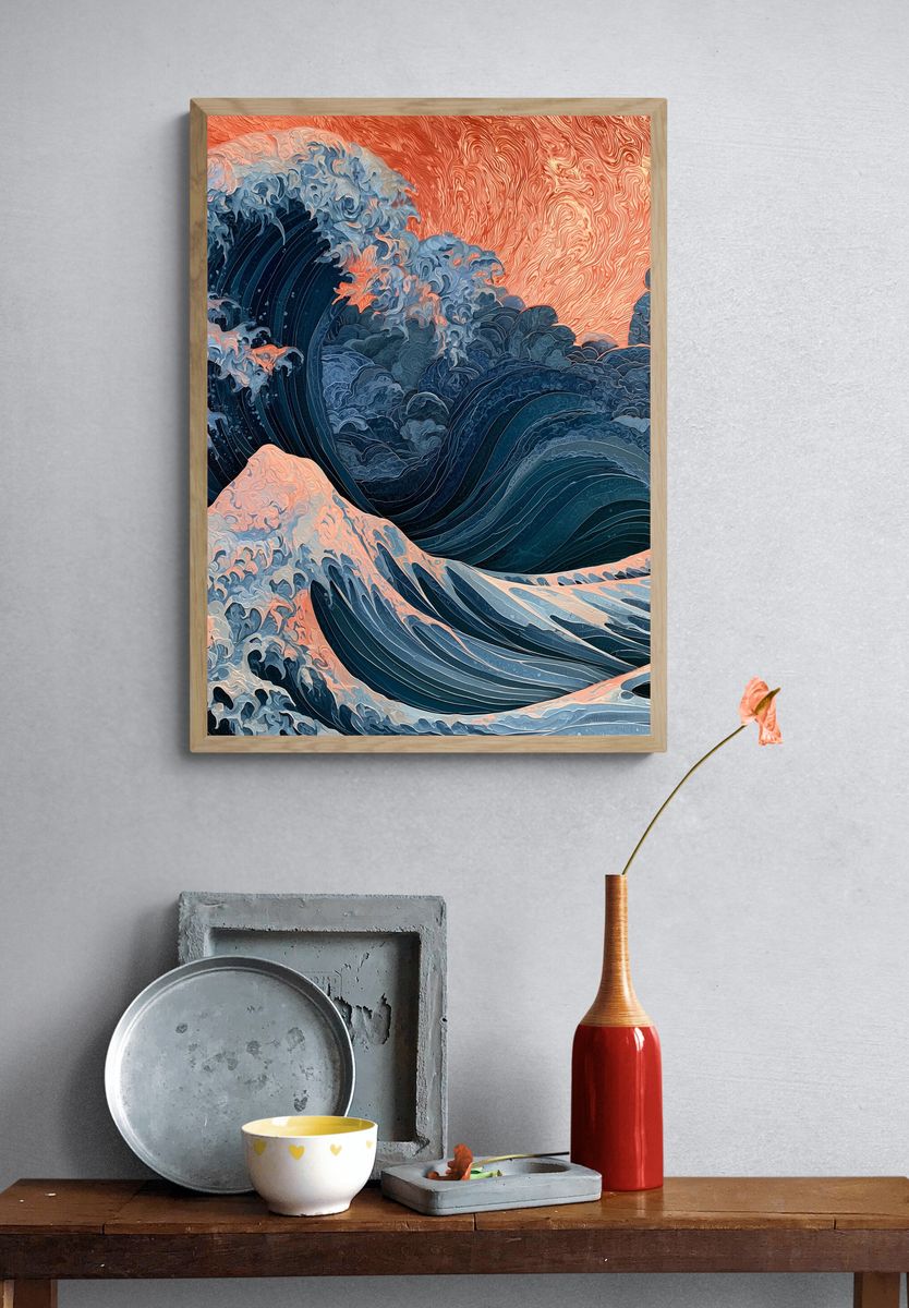 Ocean Wave Abstract Poster. — room view 3