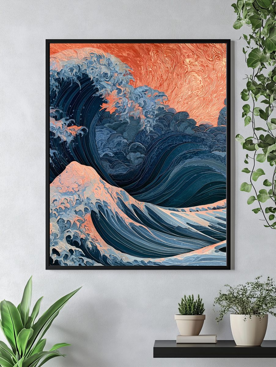 Ocean Wave Abstract Poster. — room view 4