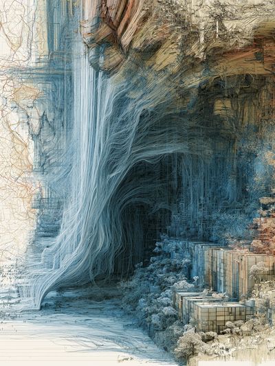 Dreamlike Waterfall Abstract Print. poster print