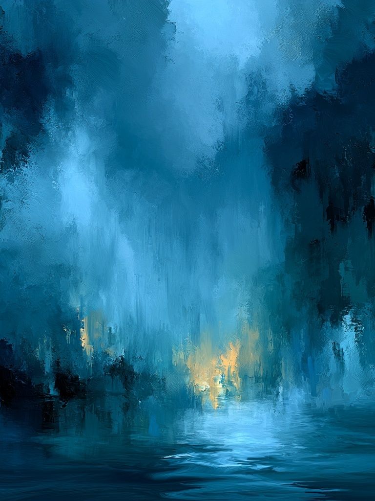 Blue Misty Canyon Abstract Print. poster detail