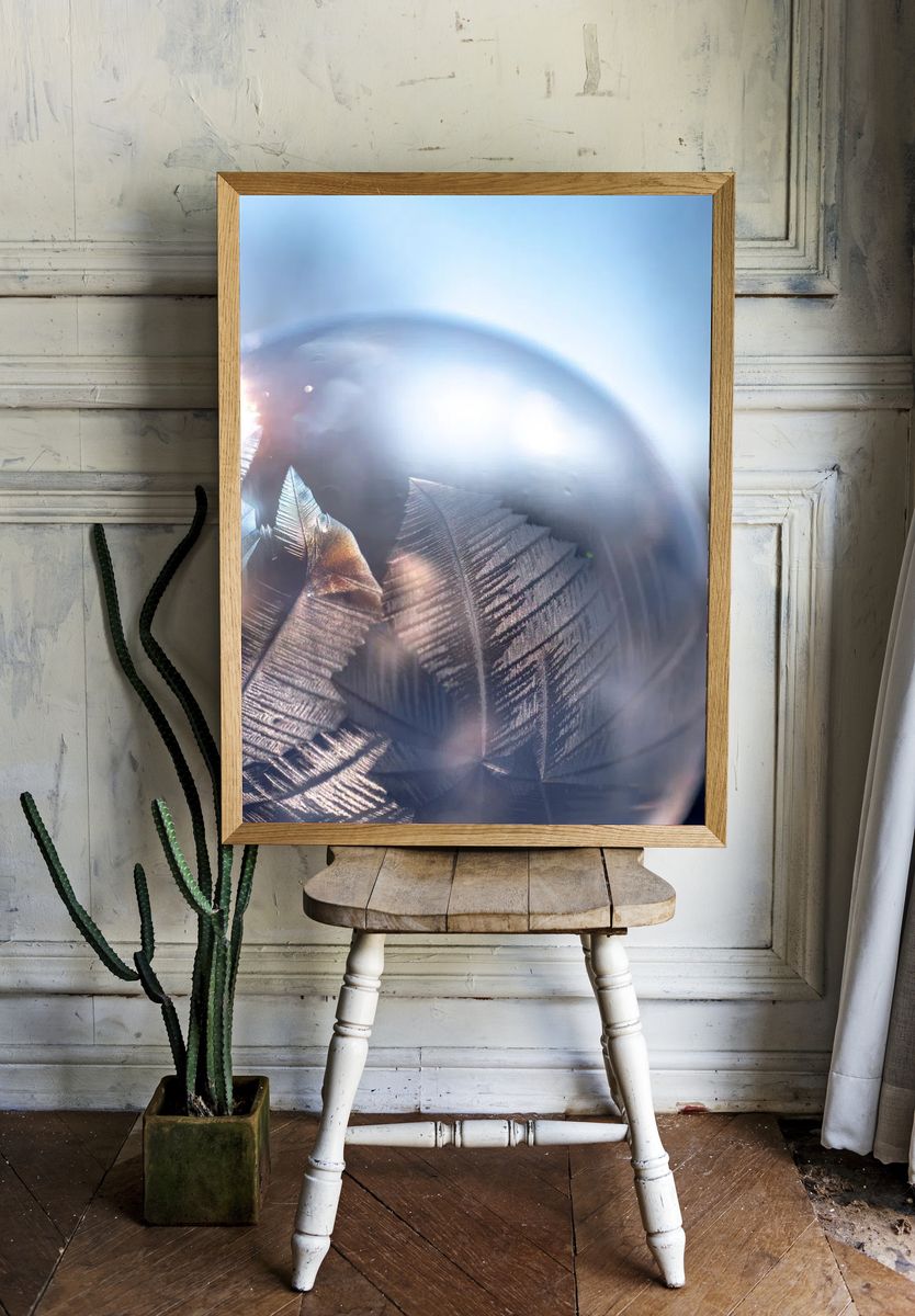 Frosted Feather Orb Abstract Poster room preview