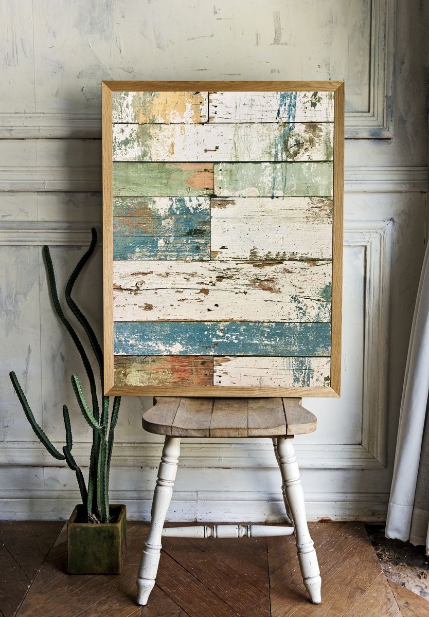 Weathered Coastal Planks Abstract Print. — room view 1