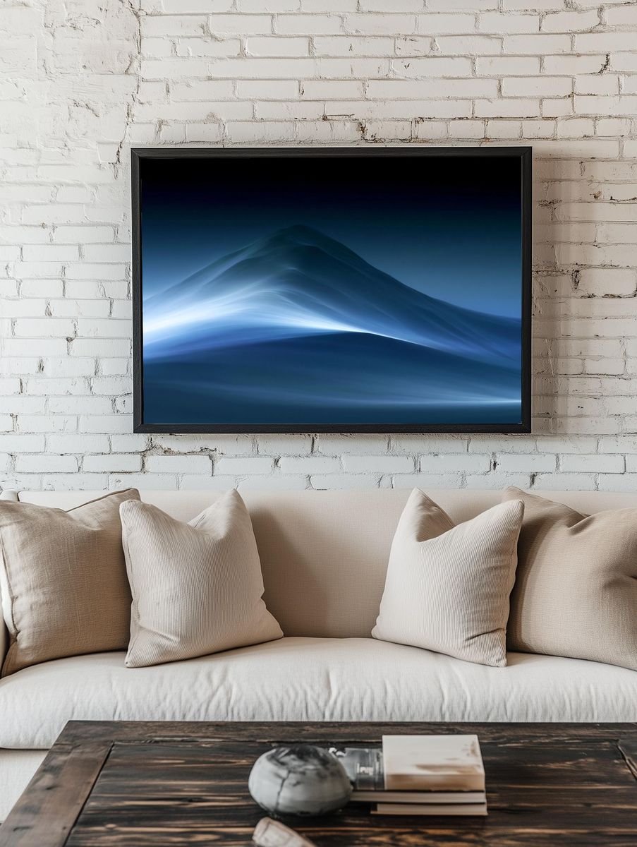Blue Misty Mountain Abstract Poster. — room view 1
