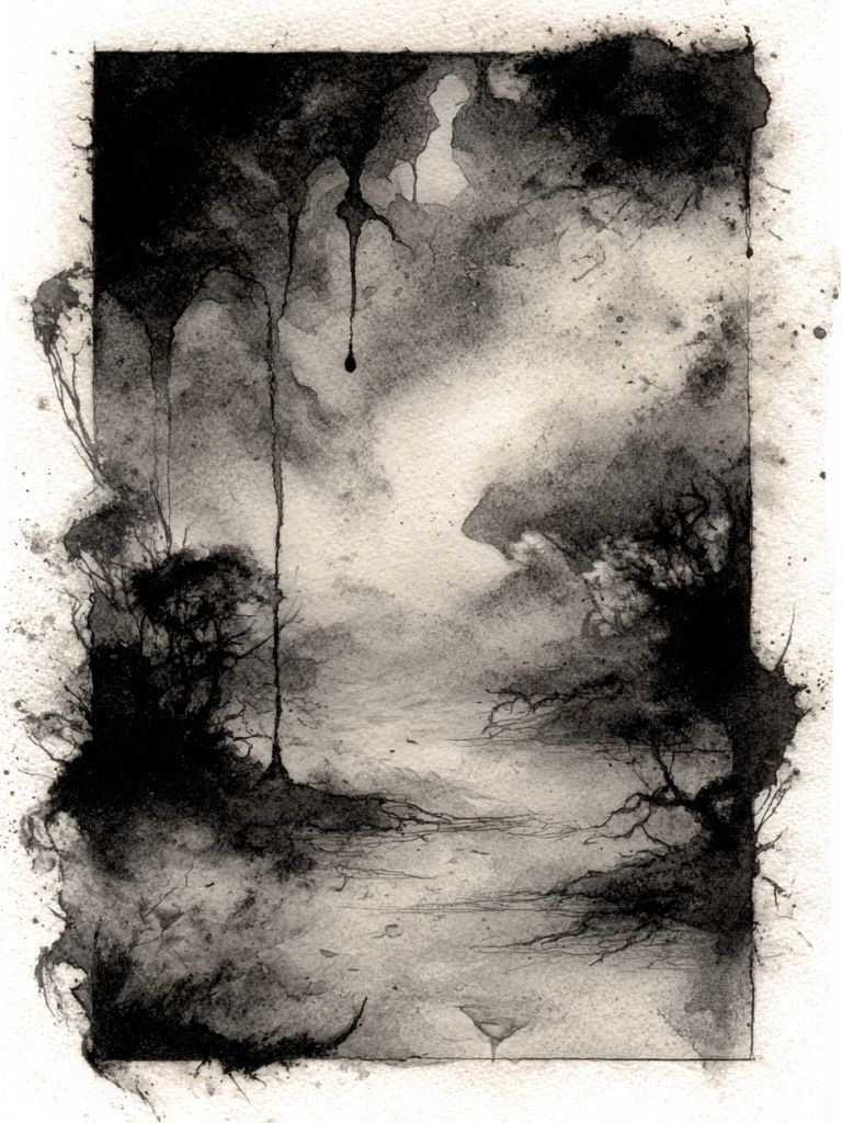 Monochrome Ink Wash Abstract Poster. poster detail