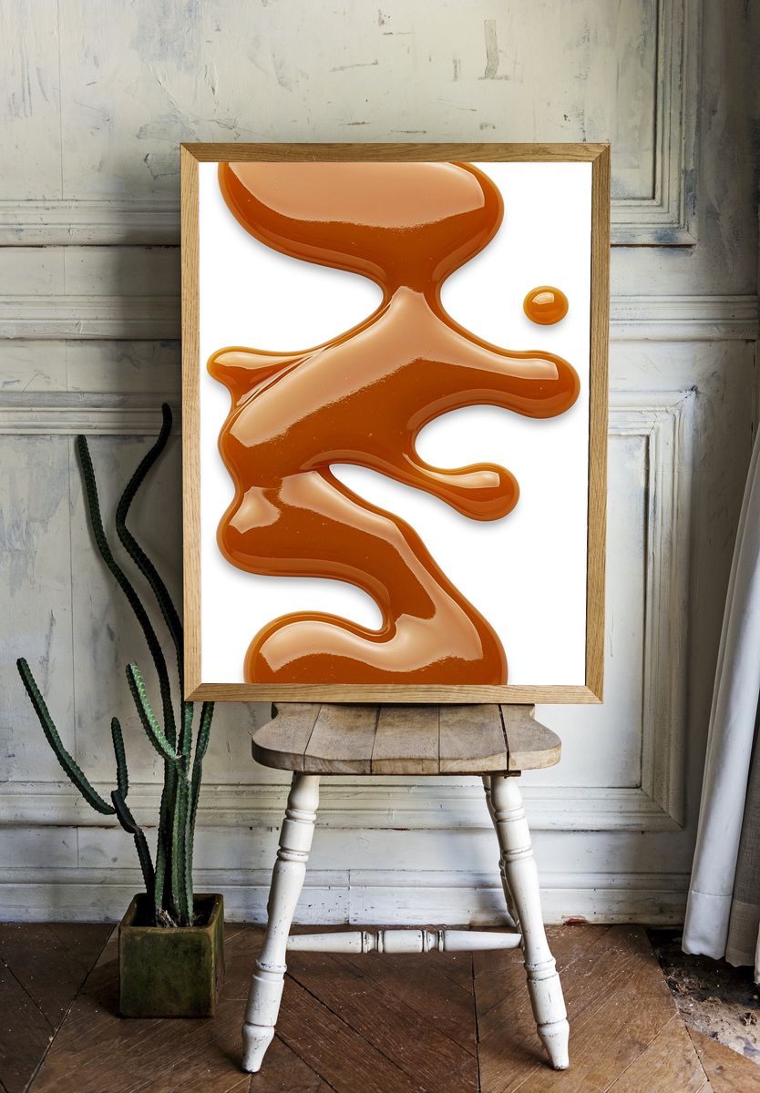 Amber Liquid Abstract Poster. — room view 1