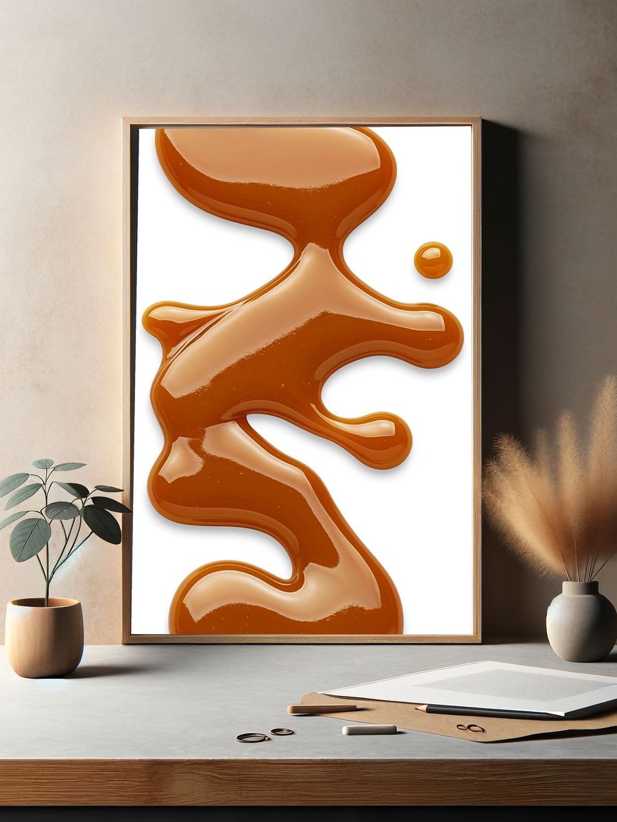Amber Liquid Abstract Poster. — room view 2