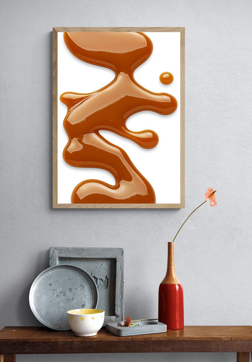 Amber Liquid Abstract Poster. — room view 3