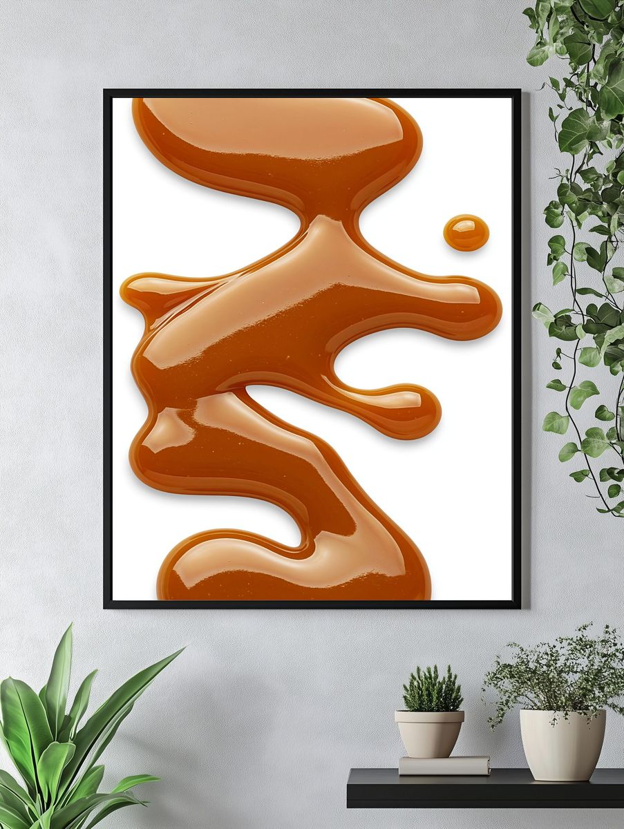 Amber Liquid Abstract Poster. — room view 4