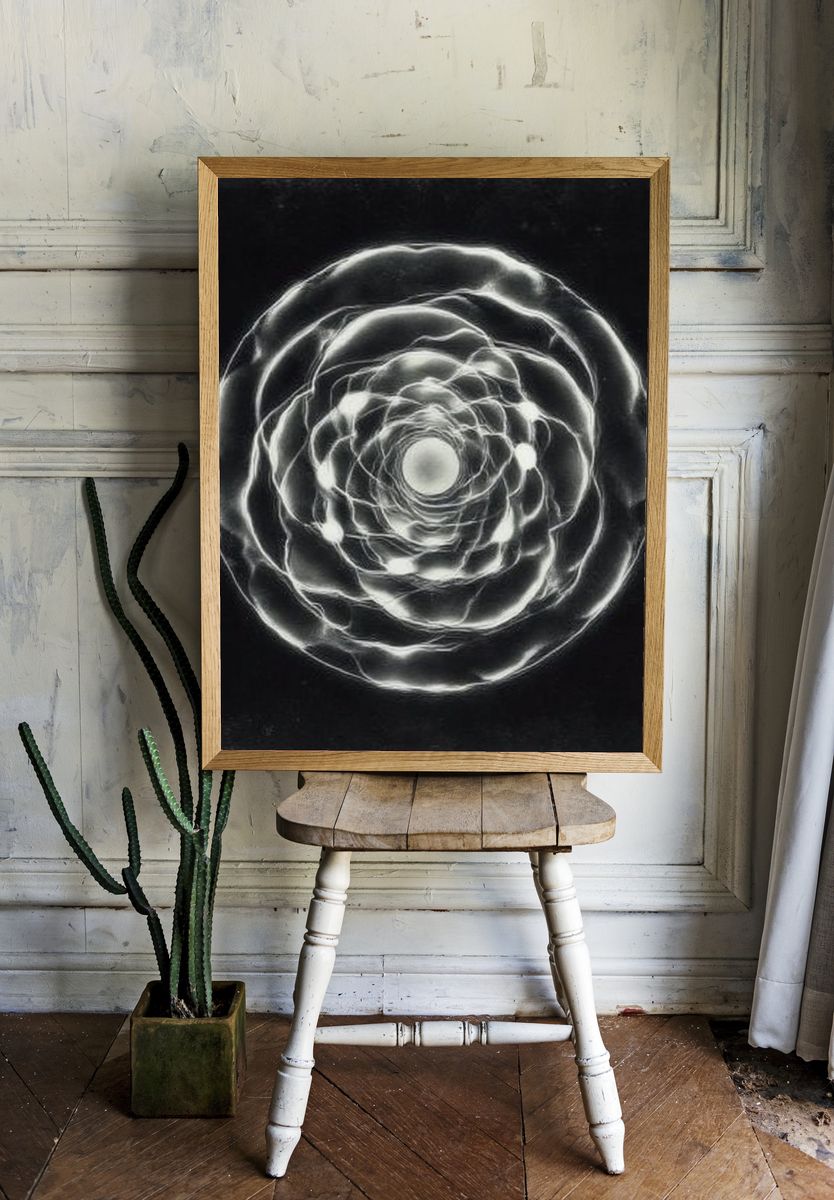 Monochrome Orbital Abstract Poster room preview