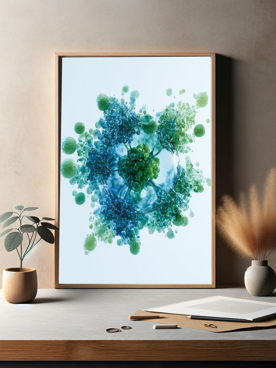 Blue Green Abstract Orb Poster. — room view 2