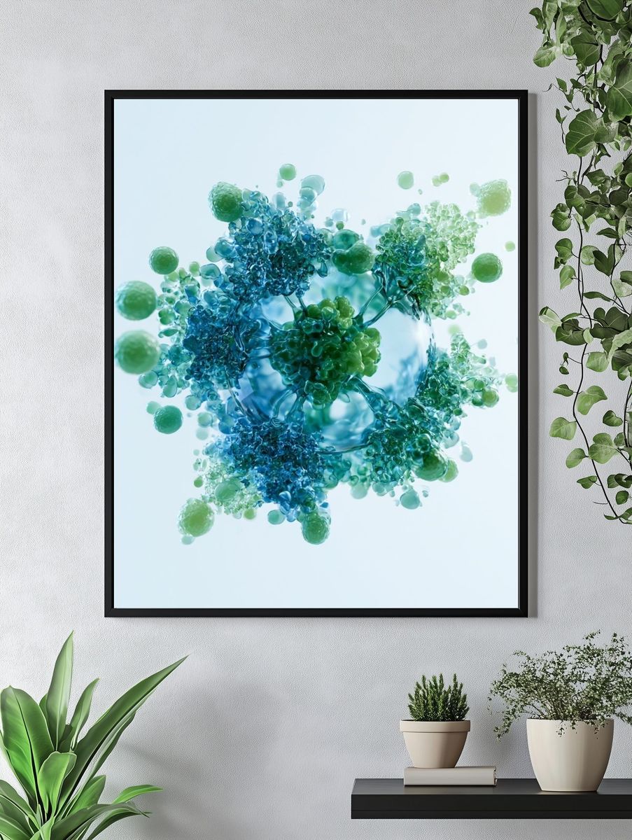 Blue Green Abstract Orb Poster. — room view 4