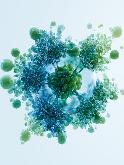 Blue Green Abstract Orb Poster. poster