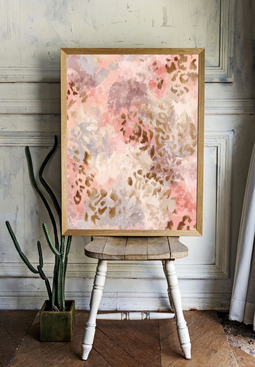 Blush Leopard Abstract Print. room preview