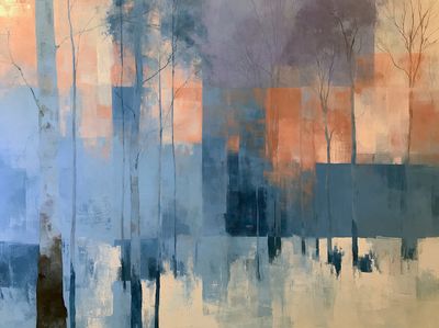 Misty Forest Abstract Print. poster
