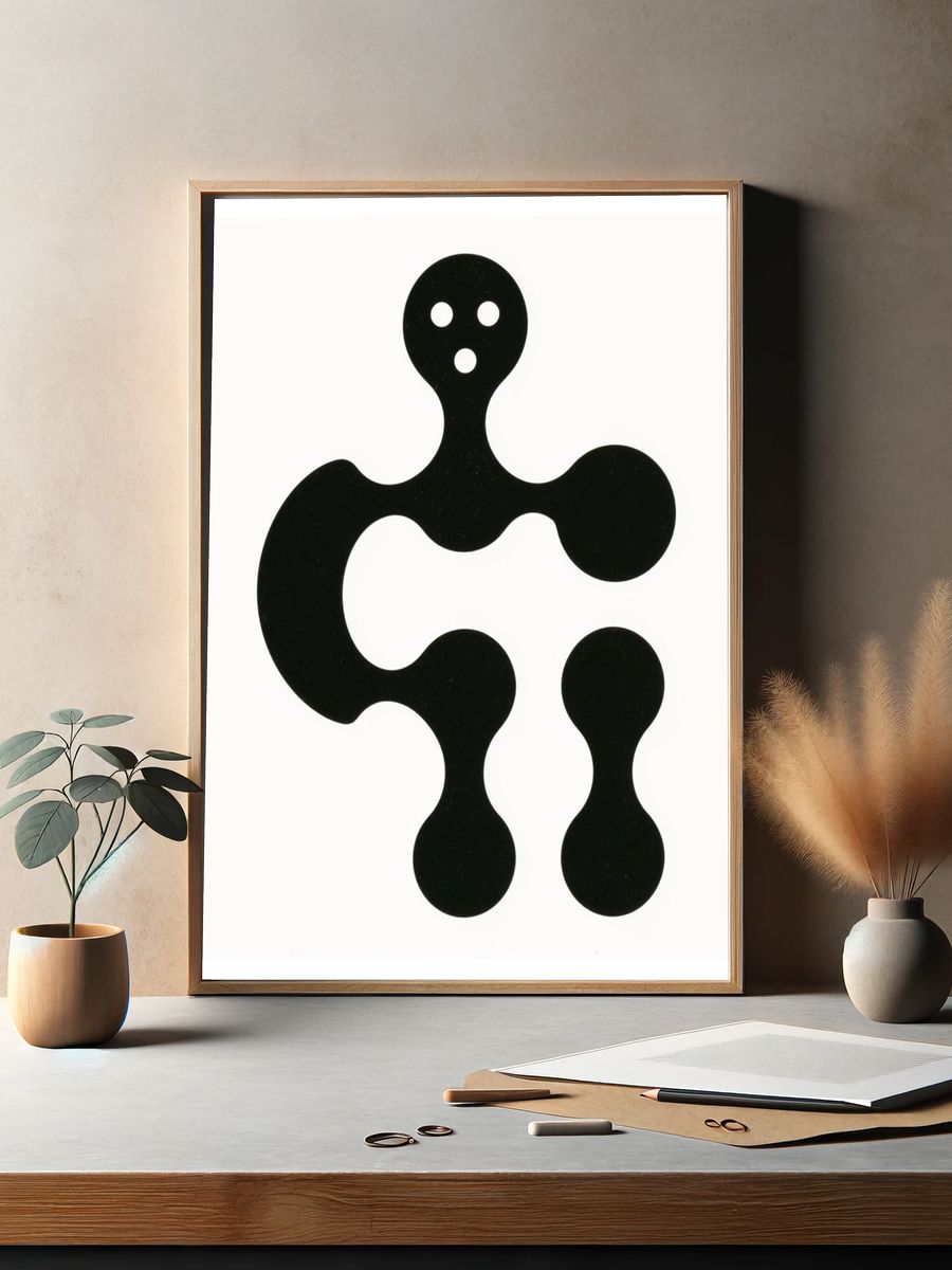 Black Organic Abstract Poster. — room view 2