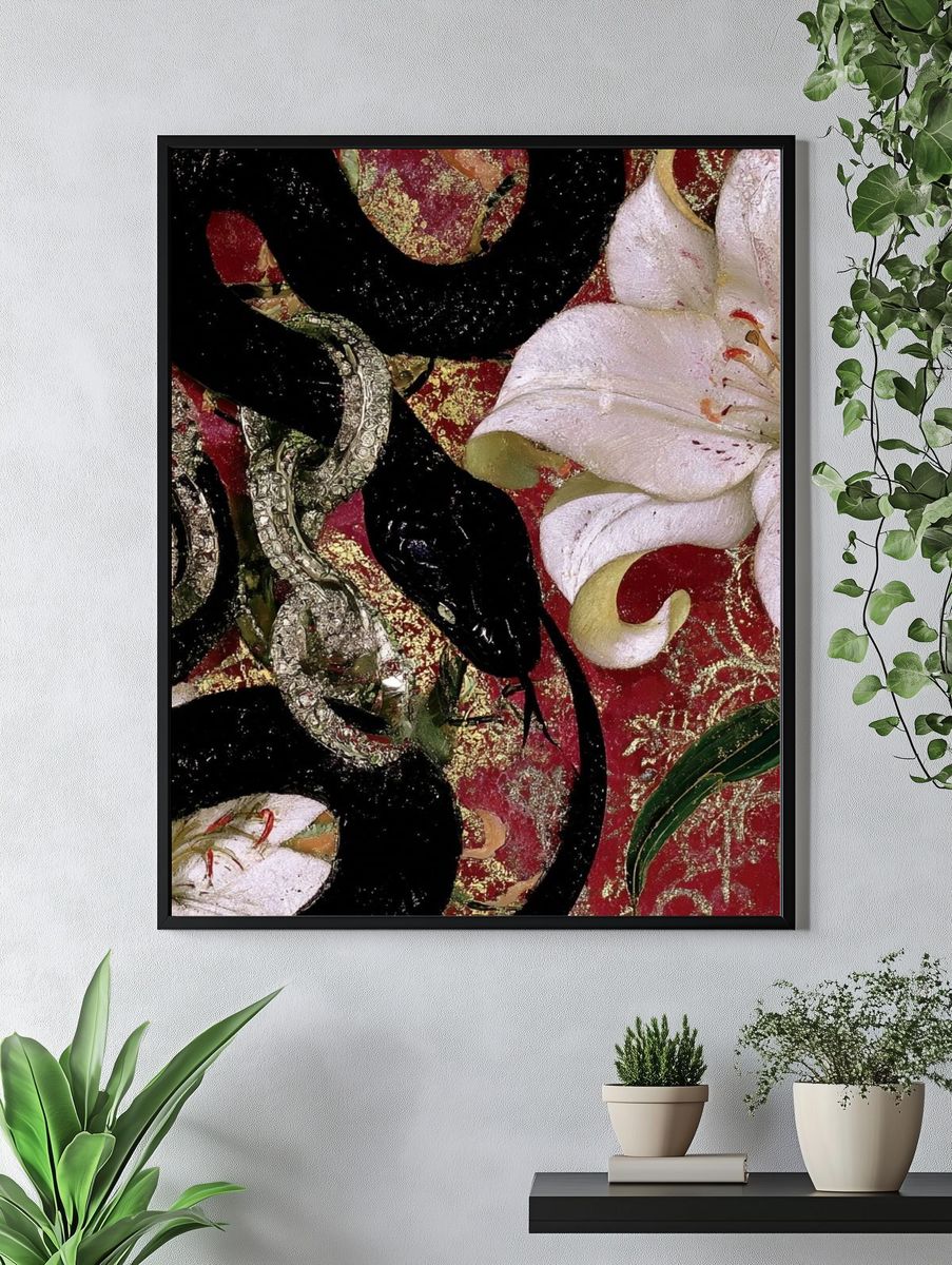 Floral Gold Abstract Poster. — room view 4