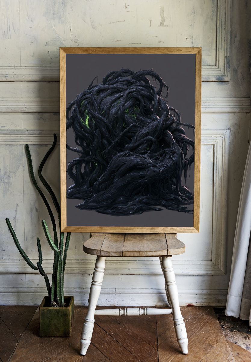 Dark Organic Abstract Poster. — room view 1