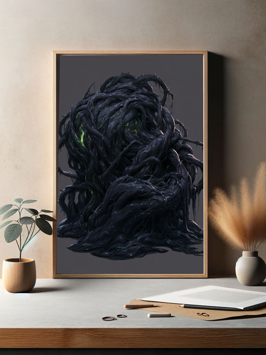 Dark Organic Abstract Poster. — room view 2